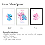 Stitch Angel Set of 3 Name Prints. PERSONALISED SET 0F 3 Watercolour high quality fine art, framed or print only bedroom, nursery, children