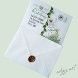 Easter Bunny Personalised Letter, Envelope, Certificate Tag and Wax seal sticker. Stunning watercolour quality design children egg rabbit.