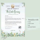Easter Bunny Personalised Letter, Envelope, Certificate Tag and Wax seal sticker. Stunning watercolour quality design children egg rabbit.