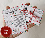 ELF MINI Personalised Christmas Letters. 10pieces, 2 Letters arrival and goodbye, 2 Envelopes, Twine,4  Elf report receipts. Elf on the shelf