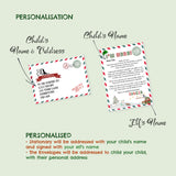 ELF MINI Personalised Christmas Letters. 10pieces, 2 Letters arrival and goodbye, 2 Envelopes, Twine,4  Elf report receipts. Elf on the shelf