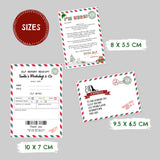 ELF MINI Personalised Christmas Letters. 10pieces, 2 Letters arrival and goodbye, 2 Envelopes, Twine,4  Elf report receipts. Elf on the shelf