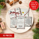 ELF MINI Personalised Christmas Letters. 10pieces, 2 Letters arrival and goodbye, 2 Envelopes, Twine,4  Elf report receipts. Elf on the shelf