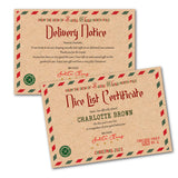 Santa Father Christmas Personalised Letter, Envelope, Certificate, Delivery Notice. Traditional Vintage Design in White or Brown. Children