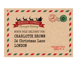 Santa Father Christmas Personalised Letter, Envelope, Certificate, Delivery Notice. Traditional Vintage Design in White or Brown. Children