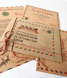 Santa Father Christmas Personalised Letter, Envelope, Certificate, Delivery Notice. Traditional Vintage Design in White or Brown. Children