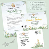 Easter Bunny Personalised Letter, Envelope, Certificate Tag and Wax seal sticker. Stunning watercolour quality design children egg rabbit.