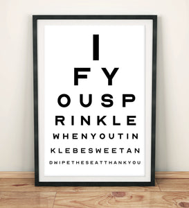 Bathroom Prints Fun & Quirky: Eye Test - If You Sprinkle When You Tinkle
