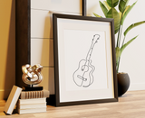 Abstract Continuous One Line Art Print: Instrument - Guitar