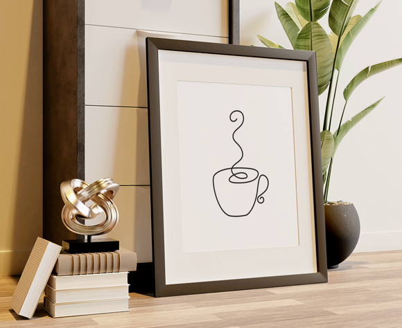 Abstract Continuous One Line Art Print: Coffee Cup - Minimal