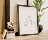 Abstract Continuous One Line Art Print: Cheers