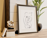 Abstract Continuous One Line Art Print: Lovers - Design 1