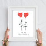 Watercolour Love Heart Name Balloons