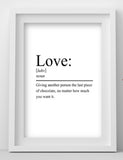 Love Definition Print: Chocolate