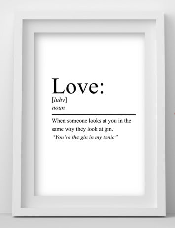 Love Definition Print: Gin