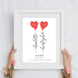 Watercolour Love Heart Name Balloons