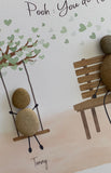 Personalised Pebble Art Framed Picture: Bench and Tree Scene