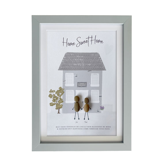 Personalised Pebble Art Framed Picture: Home House Scene