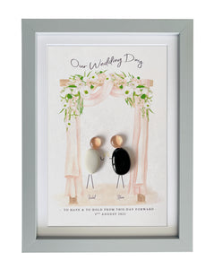 Personalised Glass Pebble Art Framed Picture: Wedding Couple