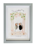 Personalised Glass Pebble Art Framed Picture: Wedding Couple
