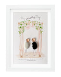 Personalised Glass Pebble Art Framed Picture: Wedding Couple