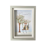 Personalised Pebble Art Framed Picture: Wedding Tree Swing Couple