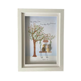 Personalised Pebble Art Framed Picture: Wedding Tree Swing Couple