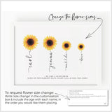 Sunflower Family Names Typography Print - Watercolour