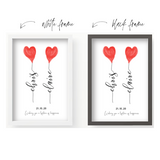 Watercolour Love Heart Name Balloons
