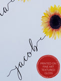 Sunflower Family Names Typography Print - Watercolour