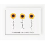 Sunflower Family Names Typography Print - Watercolour