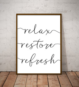 Bathroom Prints Infinity: Relax Restore Refresh
