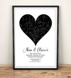 Personalised Heart Star Map Print.
