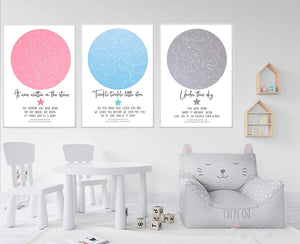 Personalised Nursery/Baby Star Map/Sky Print. Gift for new birth, christening, nursery, baptism 3 COLOUR CHOICES & FRAMING AND MOUNTING OPTIONS