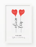 Watercolour Love Heart Name Balloons